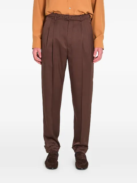 Saint Laurent belted pleated trousers Brown 854428Y4K19