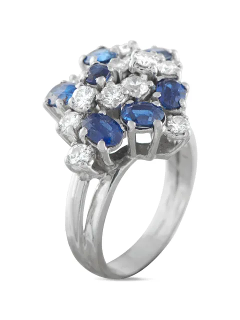 LB Exclusive 18k white gold diamond sapphire ring Silver MF35011626