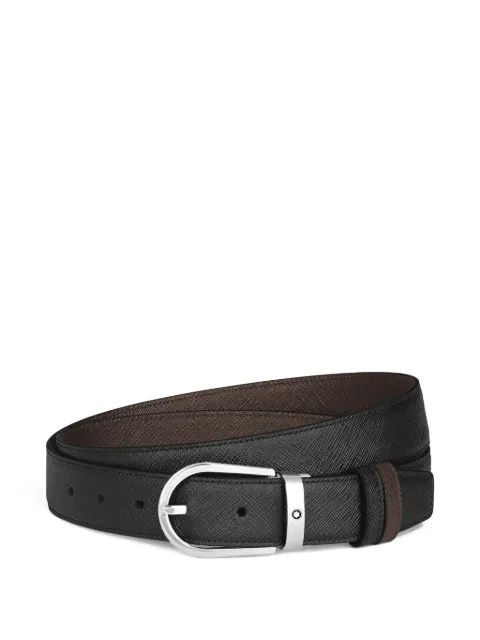 Montblanc horseshoe-pin-buckle leather belt Black 222139