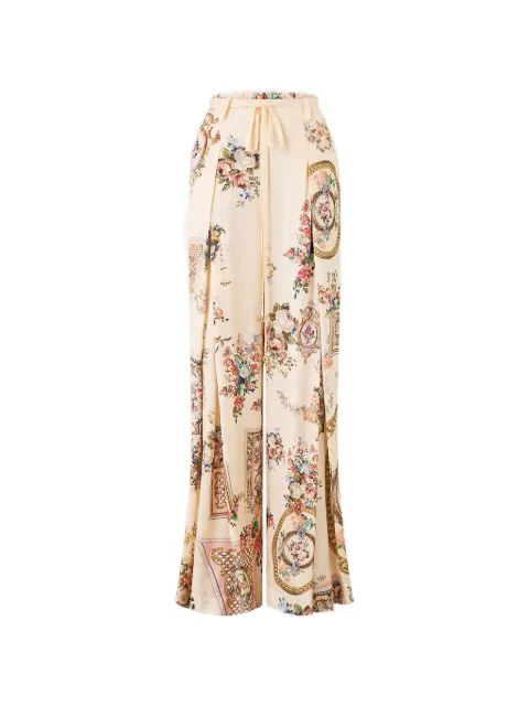 Camilla tie-detail floral-print pants Neutrals 38269
