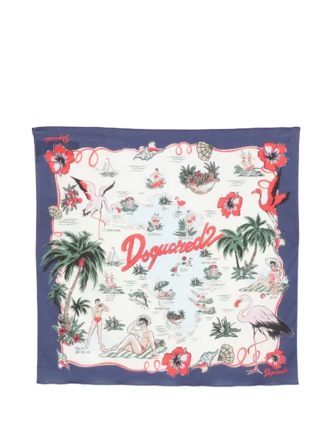 DSQUARED2 floral-print scarf Blue FUM001708C08858