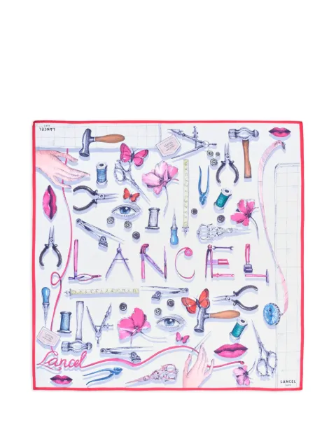 Lancel printed silk square scarf White A1413605TU