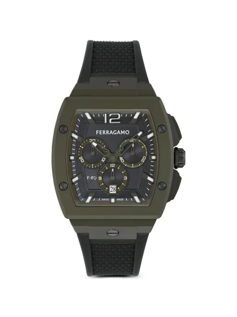 Ferragamo F-80 Tonneau Chronograph 41mm watch Black SFKE01026
