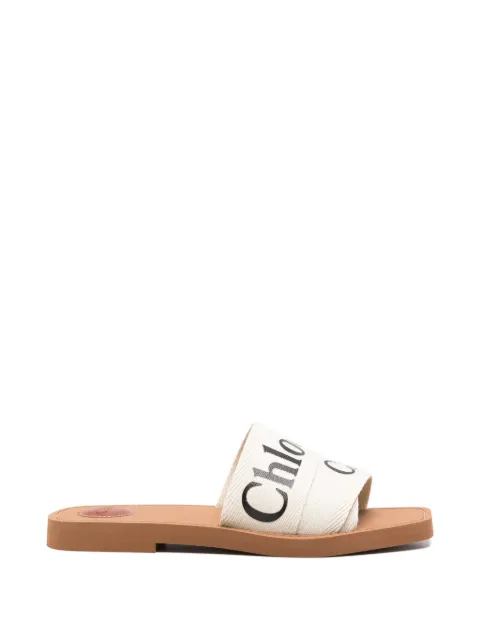 Chloé Woody logo-print sandals Neutrals CHC22U188Z3