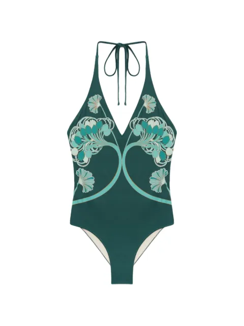 La DoubleJ Blooming Tulip Placée dark green in supreme lycra Sexy swimsuit Green SWI0091LYC006BTU01GR03