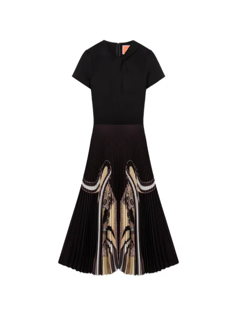 La DoubleJ Chignon pleated short-sleeved dress Black DRE1030CHF007AMB03BL01