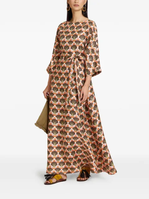 La DoubleJ Muumuu dress round neck Brown DRE0370SIL001FLF02BR02