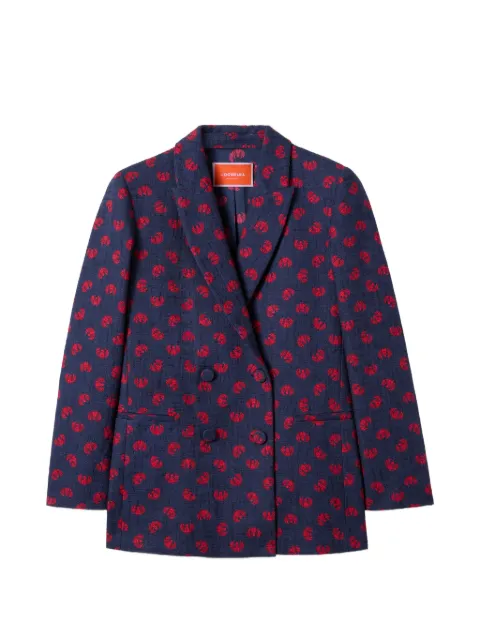 La DoubleJ floral-print double-breasted blazer Blue JAC0148COT005TAL01BU03