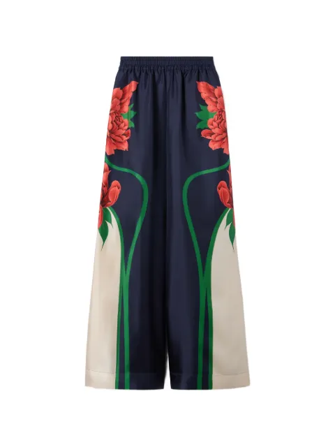 La DoubleJ placed floral trousers Blue TRO0026SIL001QPE02BU03