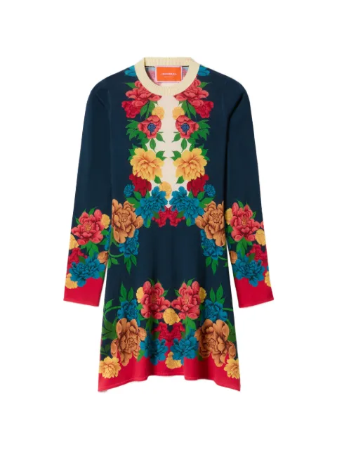 La DoubleJ floral-print placed dress Blue DRE1068KNI206VA484BU03