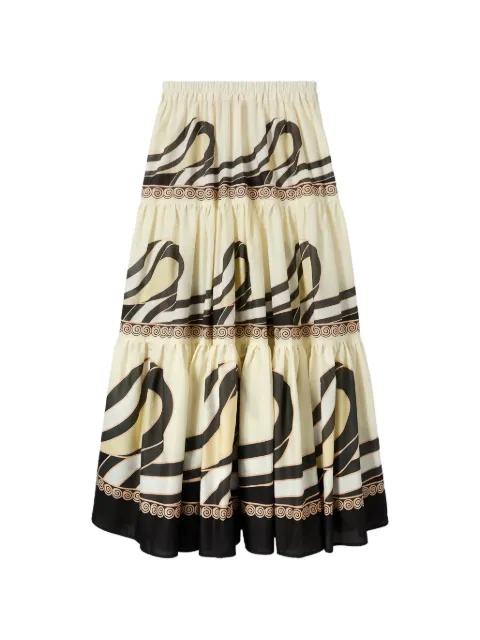 La DoubleJ tiered print skirt Neutrals SKI0139COT056AMB03PI02