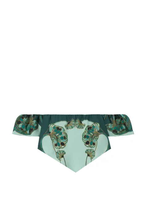La DoubleJ floral off-shoulder top Green TOP0153SIL017BTU01GR11