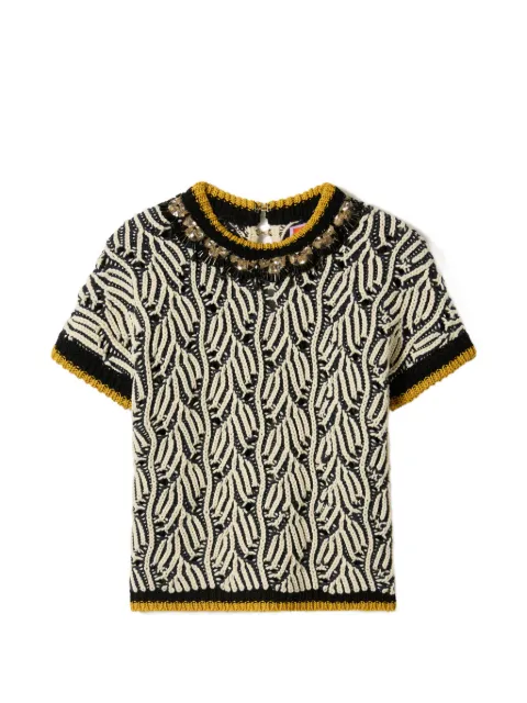 La DoubleJ patterned beaded top Black PUL0366KNI198VA470BU06