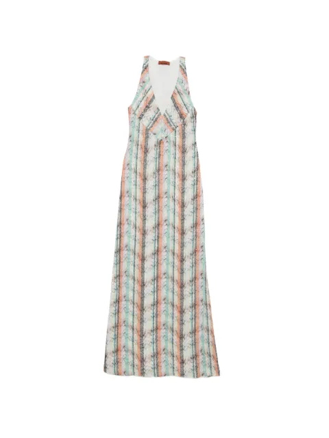 Missoni sleeveless multi-technique mixed viscose lamé gown Green DS26SG0PBC005Z