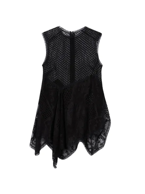 La DoubleJ solid black in cotton plumetis lace Aura top Black TOP0189LAC009SOLIDBL01