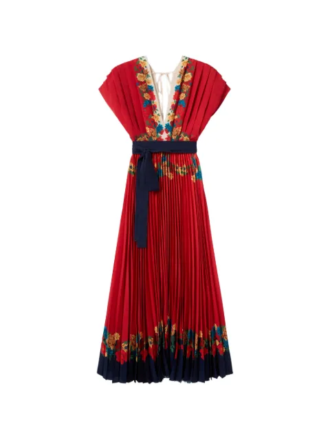 La DoubleJ floral print pleated dress Red DRE0991CHF007PPE02RE01