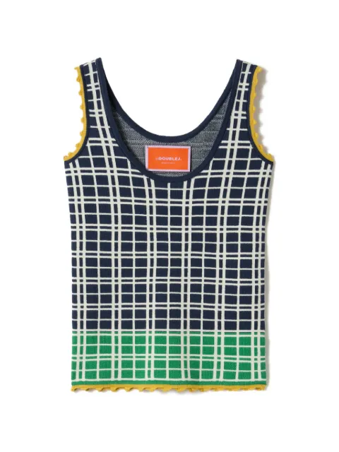 La DoubleJ check ribbed top Blue PUL0355KNI202VA477BU03