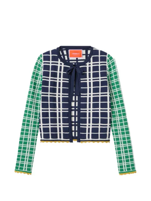 La DoubleJ tie front checked cardigan Blue PUL0354KNI202VA477BU03