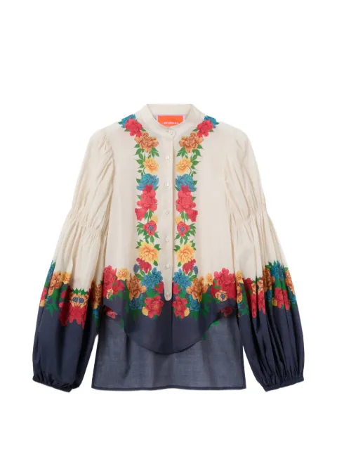 La DoubleJ floral placée blouse Neutrals SHI0166COT093PPE02WH04