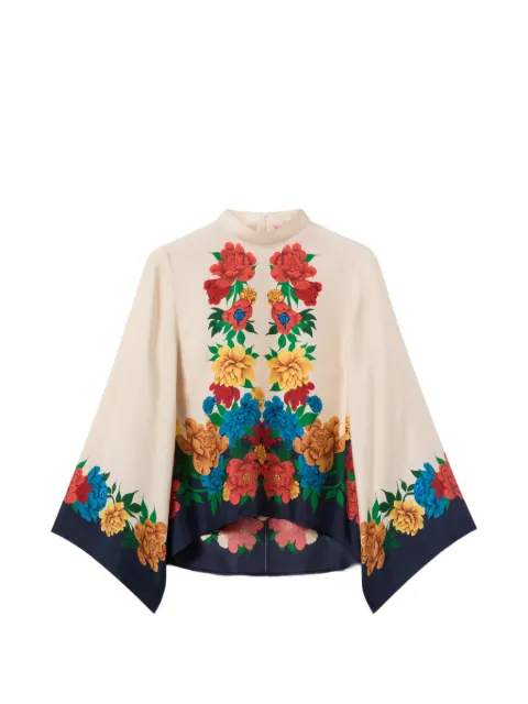 La DoubleJ floral blouse Neutrals TOP0117SIL017PPE02WH04