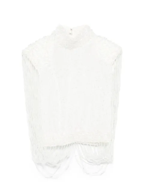 M.Marquise beaded fringe blouse White GEMMAIVORY