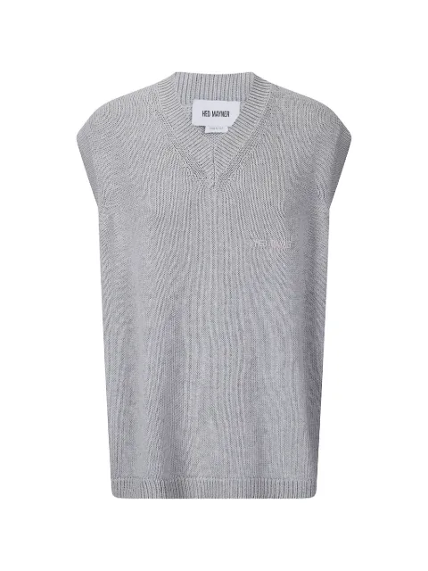 Hed Mayner embroidery v-neck gilet Grey HMMC75106RHC602