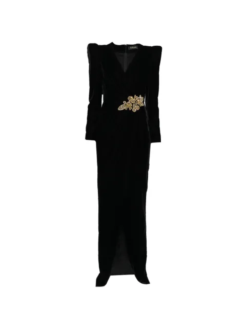 M.Marquise embellished V-neck dress Black NATASHABLACK