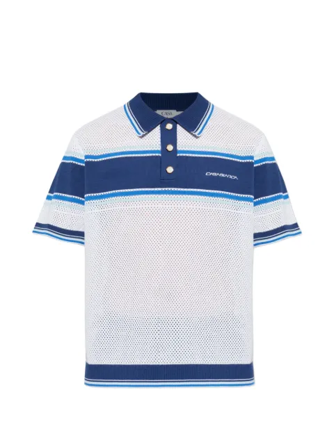 Casablanca open-knit striped polo shirt White MSS26KW130401
