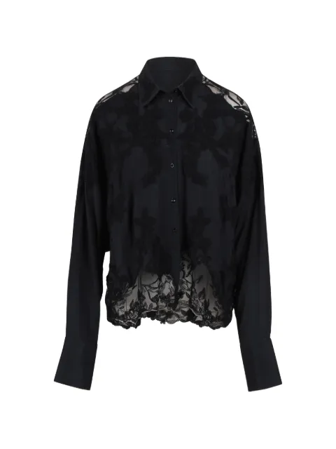 Ermanno Scervino lace-trimmed embroidered shirt Black D482K743APEMY