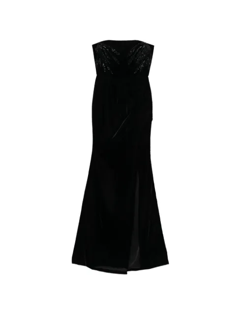 M.Marquise embellishment slit dress Black YVETTEBLACK