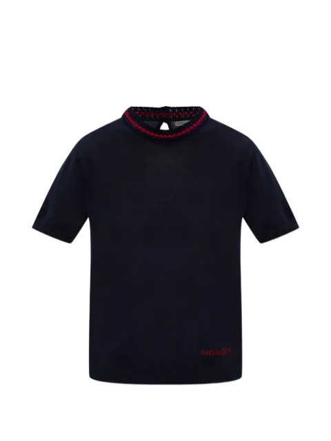 Moncler shorty-sleeve knitted T-shirt Blue L10939C00009M1180