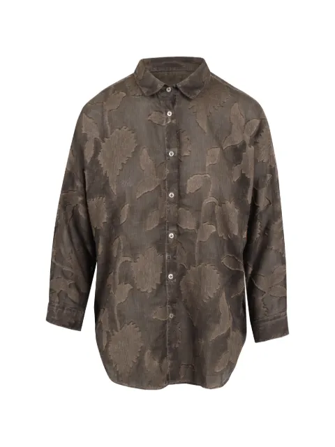 PLOUMANACH floral-jacquard long-sleeve shirt Brown 18W1102141F