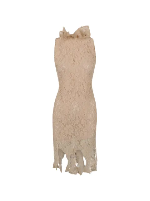 Giuseppe Di Morabito ruffled lace-overlay dress Neutrals 06SSDR73516502