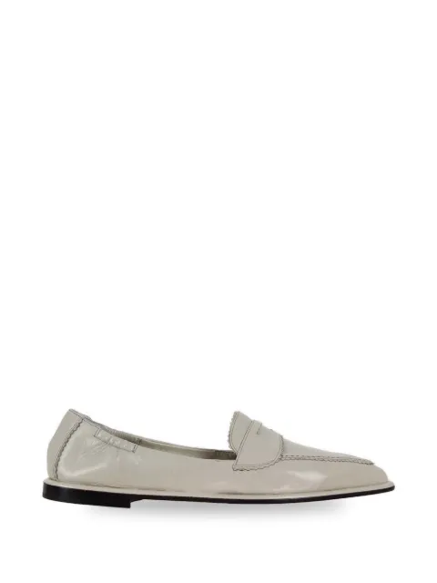 Pomme D´Or Grace scalloped leather loafers Grey 1216PEGM