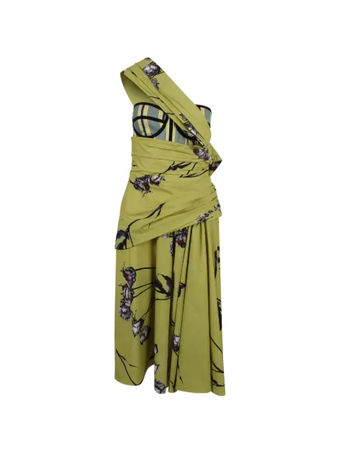 Antonio Marras floral-print draped one-shoulder dress Green MABM372