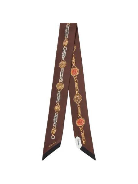 Versace printed silk twill ribbon Brown IBA00051A18023