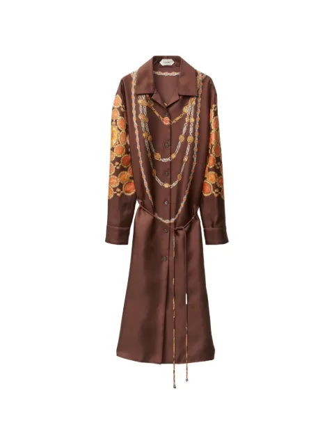 Versace printed silk twill mini shirt dress Brown 10246591A17952