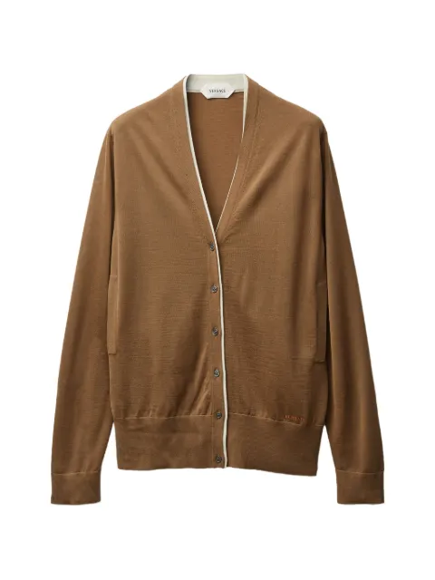 Versace embroidered wool knit cardigan Brown 10247981A17823