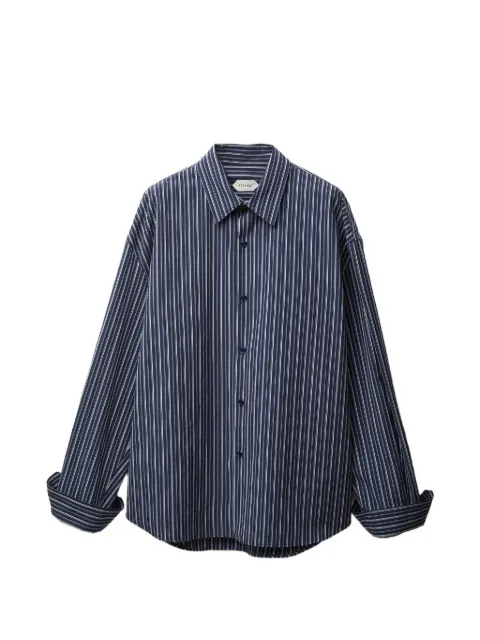 Versace loose-fitting shirt in striped cotton poplin Blue 10237951A17901