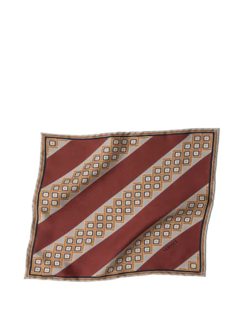 Versace printed silk twill pocket square Brown 10158551A17969