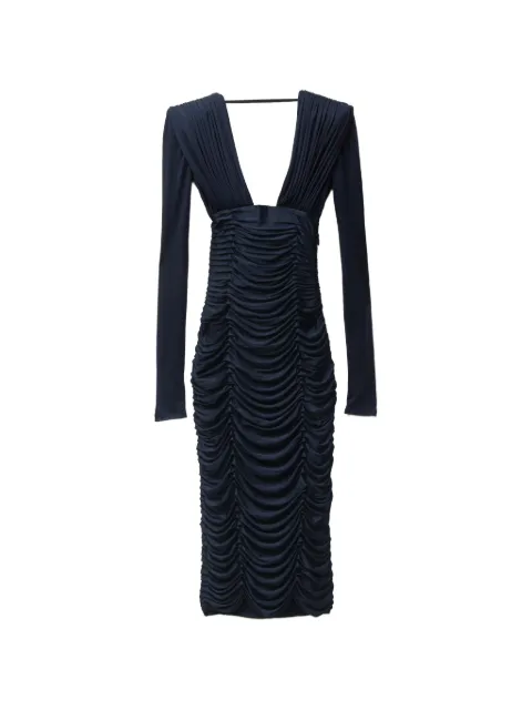 Versace draped silk crêpe jersey midi dress Blue 10245561A17967