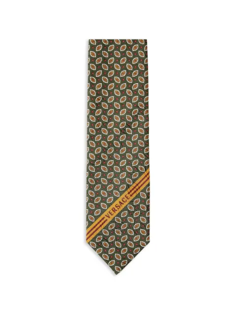 Versace printed jacquard silk tie Green 10246271A17963