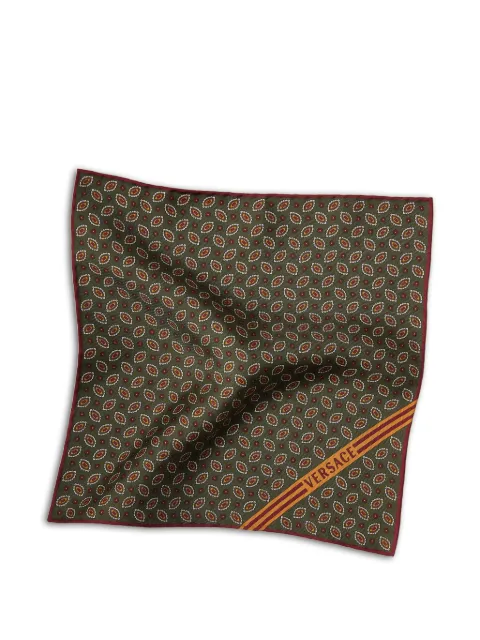 Versace printed silk twill pocket square Green 10158551A17968