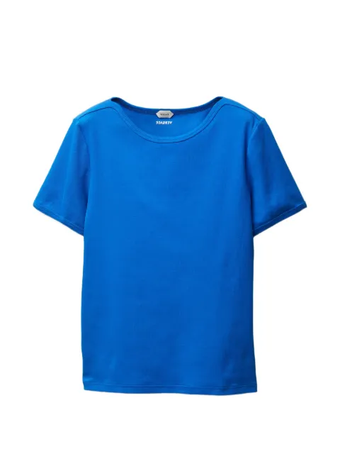 Versace embroidered ribbed cotton-jersey T-shirt Blue 10242281A17644