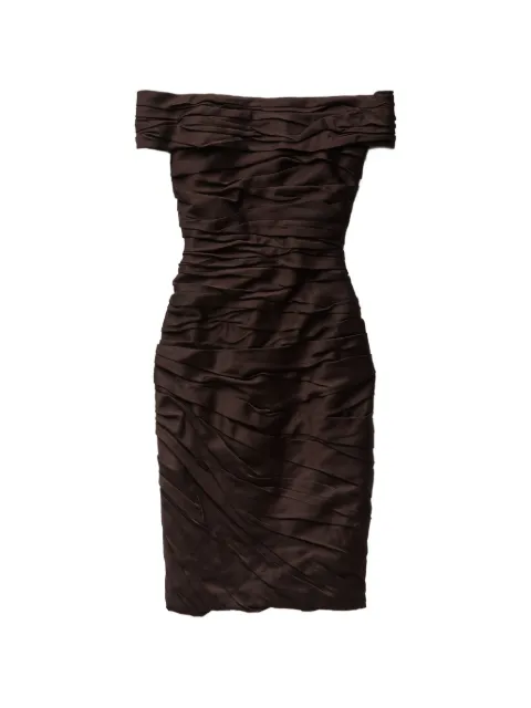 Versace draped envers-satin off-shoulder midi dress Brown 10242621A10194