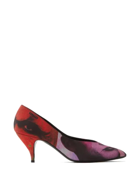 Versace Tina printed silk faille pumps 65 mm Red 10235351A17883