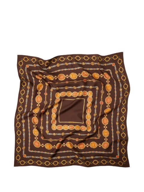 Versace printed silk twill scarf 90 cm Brown 10016001A18022
