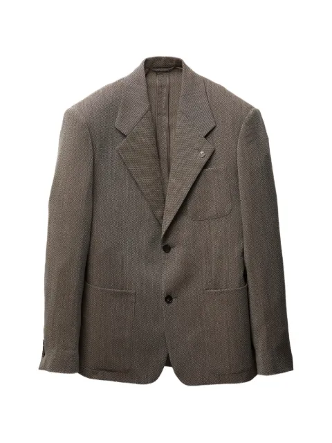 Versace herringbone wool crêpe blazer Brown 10249171A17853
