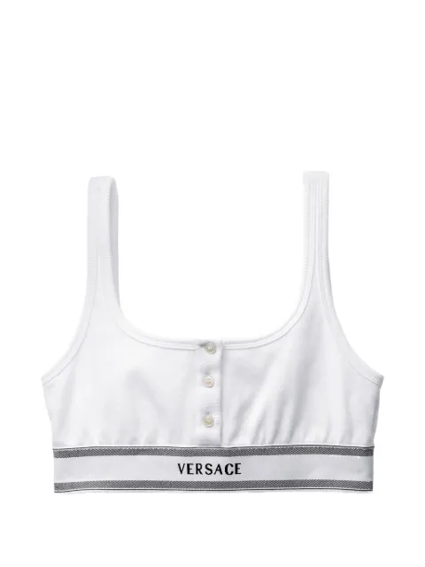 Versace ribbed cotton-jersey bralette White 10239291A17770