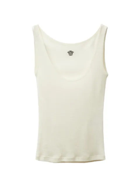 Versace embroidered ribbed wool tank top Neutrals 10236981A17548